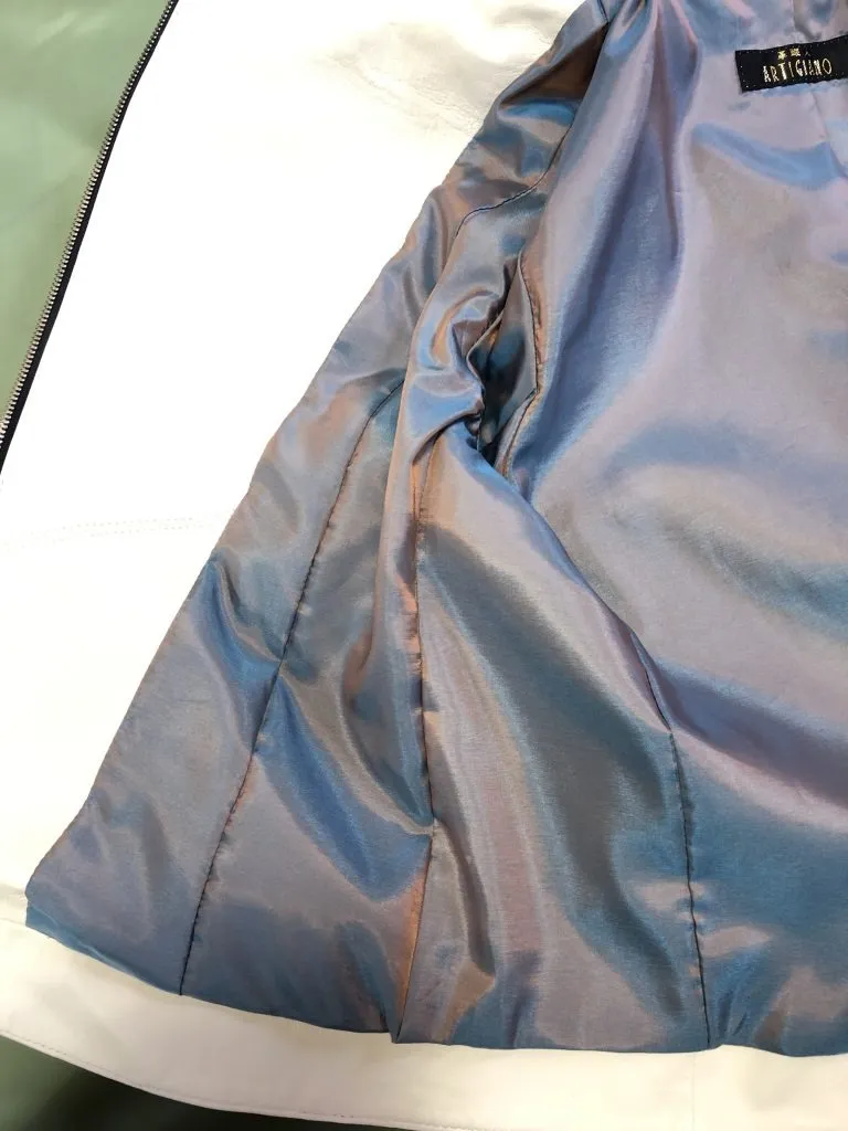 【ラム革レディースライダースジャケット、製造工程】