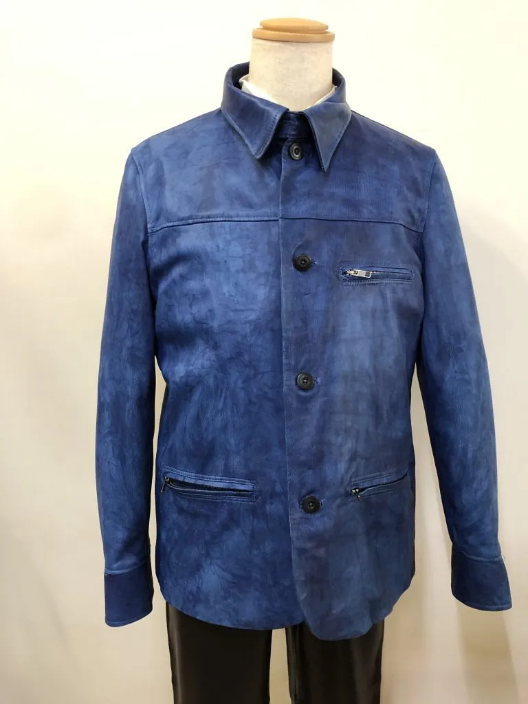 藍染ラム革・オーダージャケット
