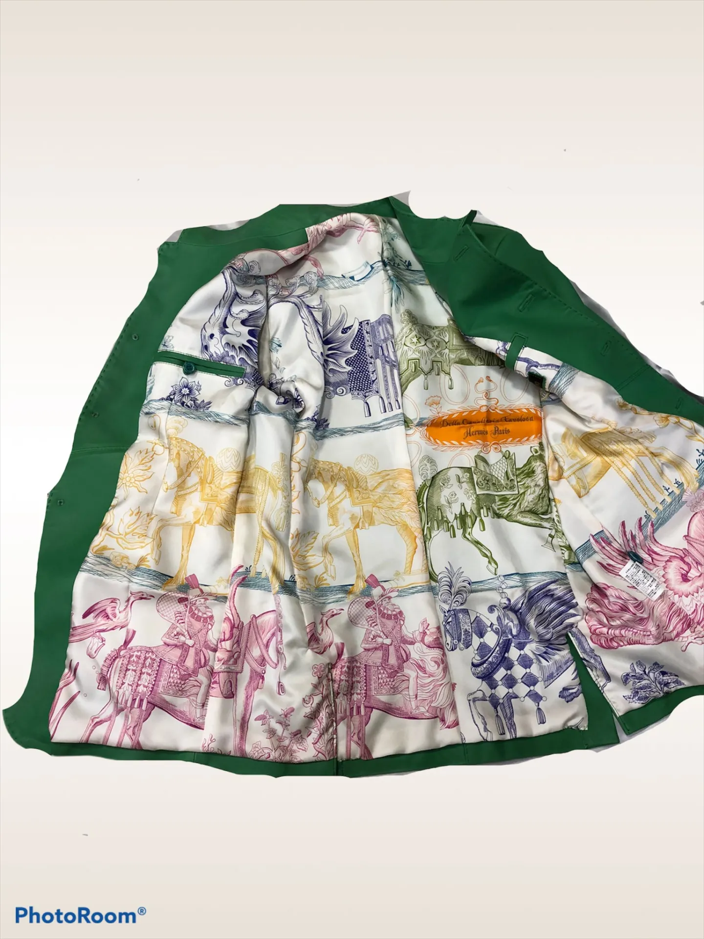 オーダージャケット、裏地にスカーフ使用