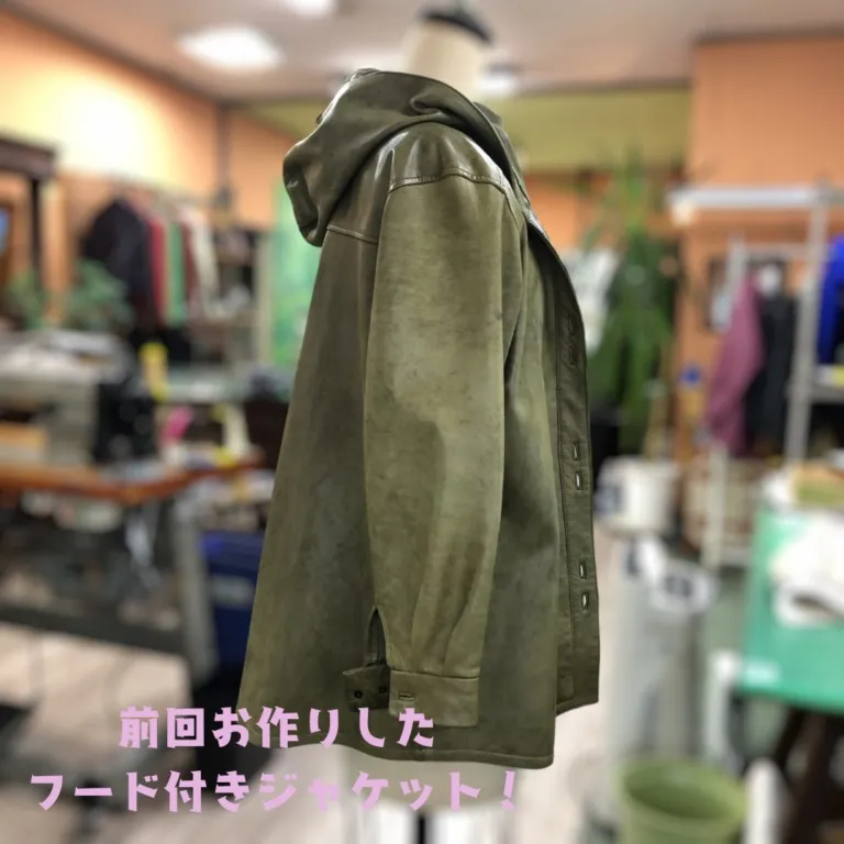フード付き ラム革ジャケット