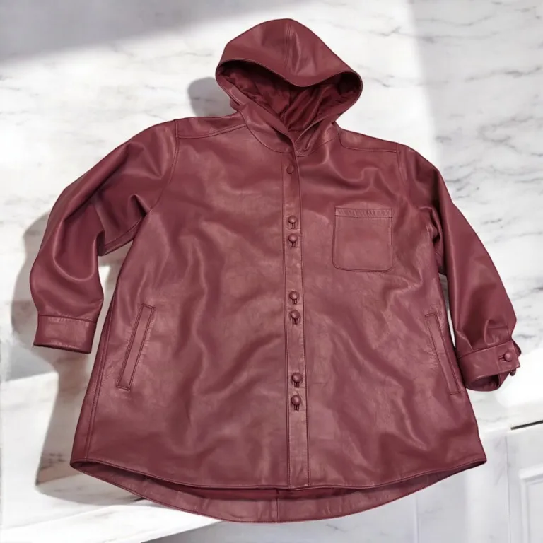 フード付き ラム革ジャケット